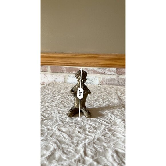 Brass Indian Musician Figurine Playing Flute Intricate Details & Antique Finish - Picture 11 of 13